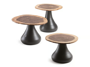 RIO - Round aluminium and wood coffee table _ Cattelan Italia